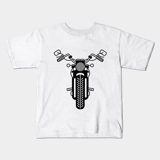 Illustration of stylized black and white motorcycle Kids T-Shirt by iswenyi Art